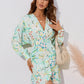 Women's Fashionable Simple Flower Printed Waist-controlled Long Sleeve Dress