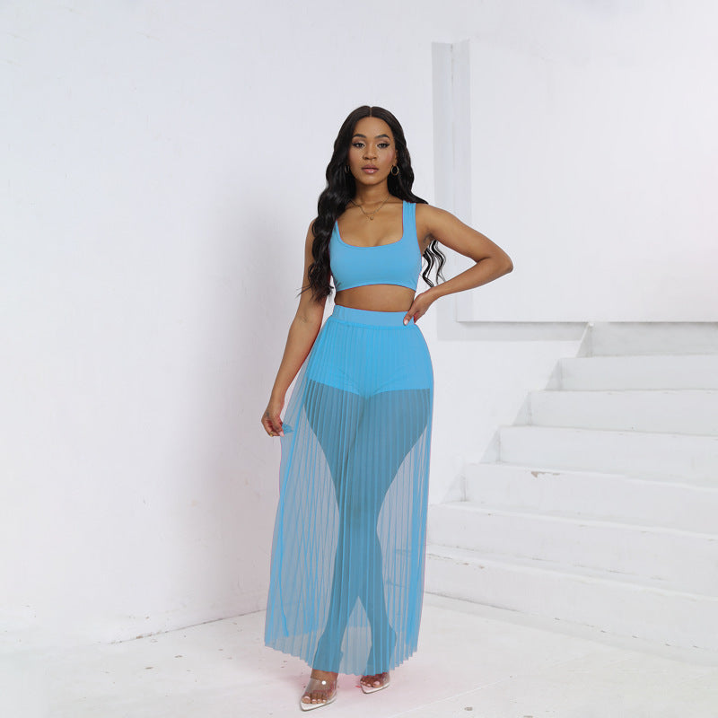 Women's Wear Vest Skirt Shorts Three-piece Set
