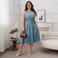 Contrast Color Striped Sleeveless Pocket Fashion Dress