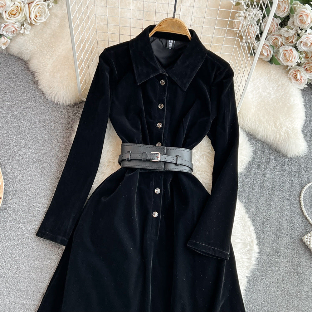 High-grade Socialite Temperament Long Sleeve Lapel Long Skirt