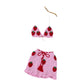 Vacation Style Sweet Knitted Strawberry Sling Tube Top Short Vest Hip Skirt