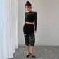 Women's Lace Jacquard Semi-transparent Skirt Suit
