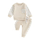 Boys' Chessboard Plaid Patchwork Sweater Sweatpants 2-piece Set
