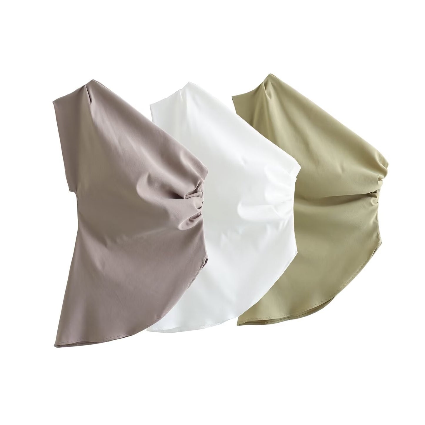 Off-the-shoulder Pleated Asymmetric Top