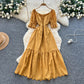 Women's French Retro A-Line Hollow-out Short-Sleeve Dress