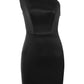 Jupe courte taille moyenne pour femme, robe noire à épaules inclinées