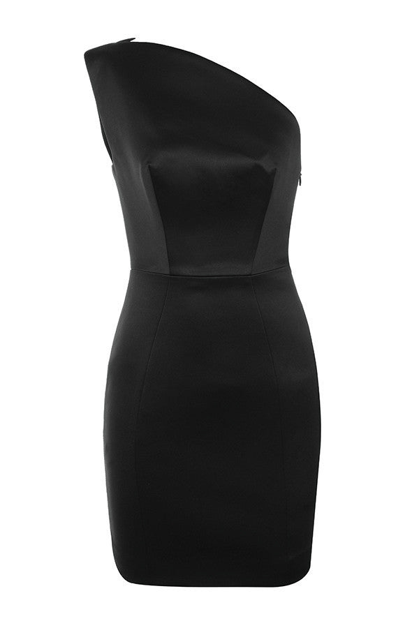Jupe courte taille moyenne pour femme, robe noire à épaules inclinées