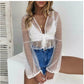 Fashion Mesh See-through Bandage Cardigan Short Outer Wear Sun Protection Shirt