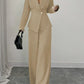 Solid-color Long-sleeve Straight-leg Pants Set For Women