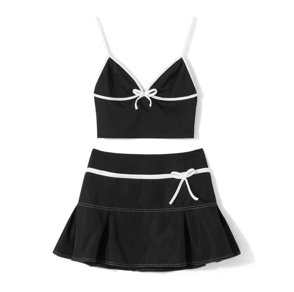 Camisole Slim Vest High Waist All-matching A- Line Skirt