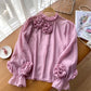European And American Simple Lantern Sleeve Shirt Women
