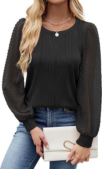 Women's Round Neck Chiffon Puff Sleeve Fashion