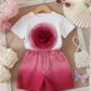 T-shirt Gradient Denim Shorts Two-piece Set