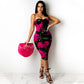 Ladies Printed Net Yarn Printed Sling Dress
