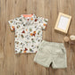 Summer Short-sleeved Cartoon Shirt And Shorts Two-piece Children's Suit
