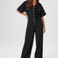 Flip Pocket Tencel Linen Jumpsuit For Women