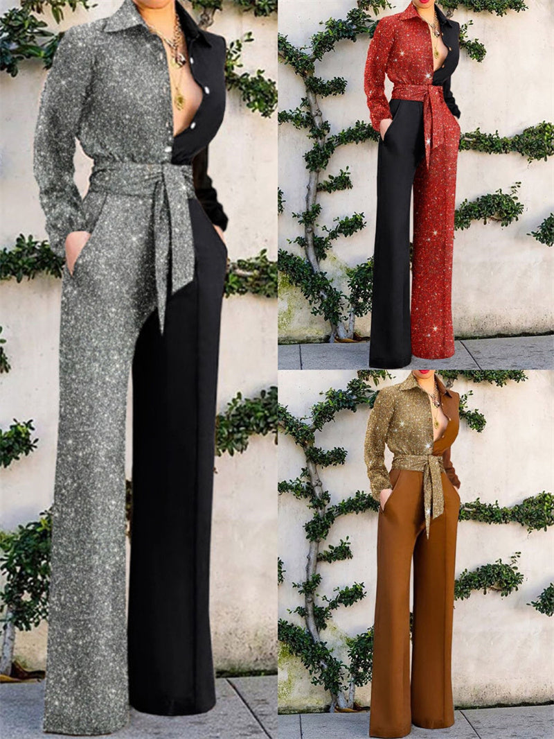 Selling V-neck Casual Jumpsuit In Europe And America