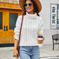 Thick Hemp Flowers Turtleneck Sweater Solid Color Casual