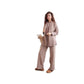 Women's Knitted Sweater And Wide Leg Pants Suit With Same Color Scarf