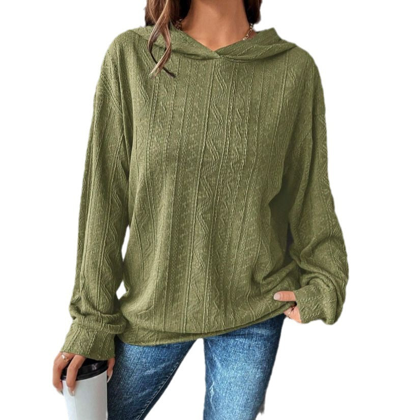 Sweat-shirt à capuche décontracté à manches longues et couleur unie pour femme, collection automne