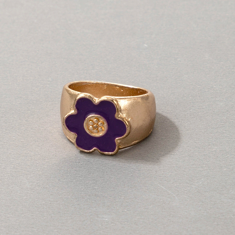 Cute Cartoon Dripping Oil Ins Wind Color Multi-element Single Ring