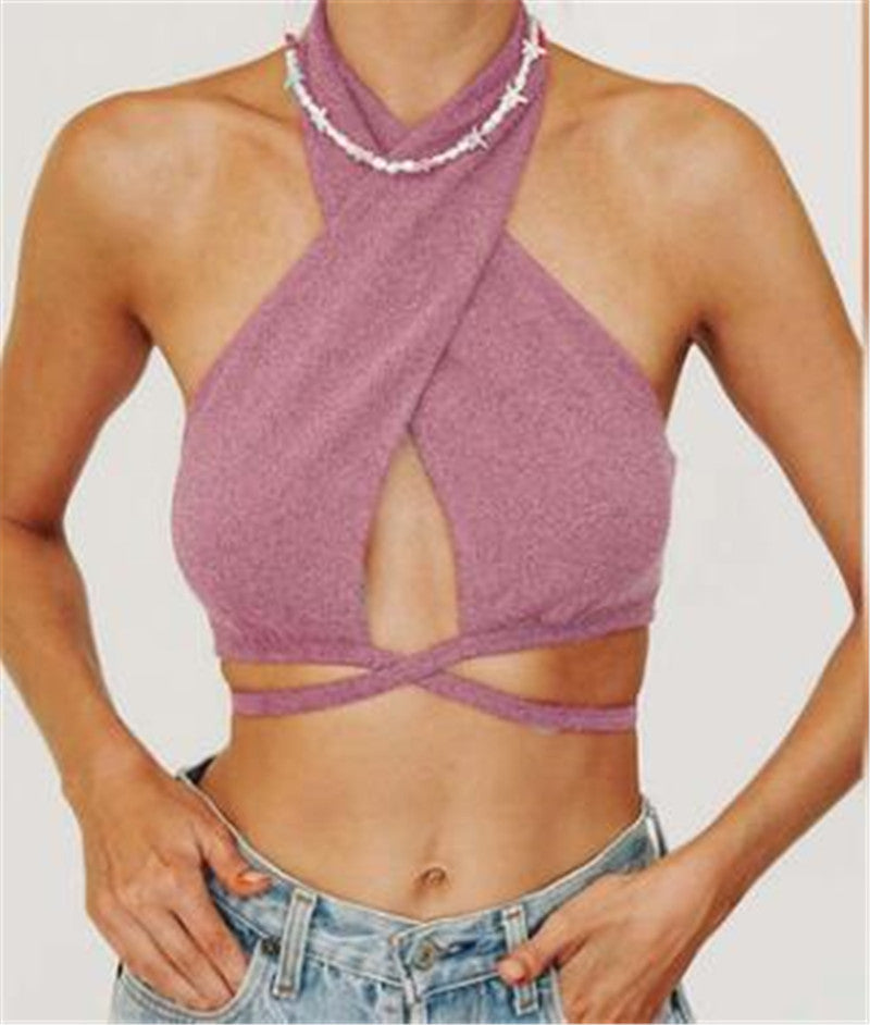 Matcha Green Hollow Halter Sling