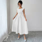 Solid Color Waist Long Skirt Dress Women