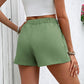 Short décontracté à lacets et taille élastique à double poche pour femme