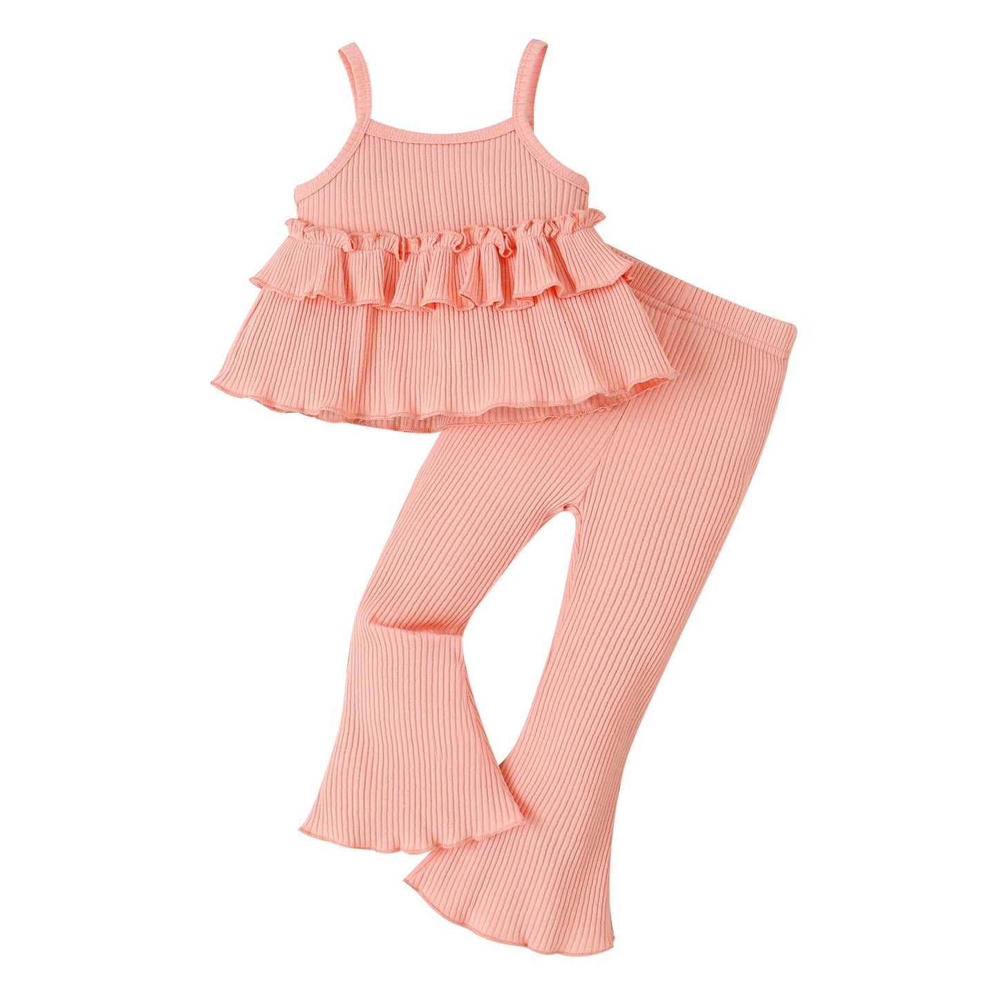 Vêtements pour enfants printemps-été pour jeunes et petites filles, chemisier à col en dentelle, pantalon à rayures enfoncées en corne, costume deux pièces
