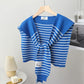 Women's Pinstripe Shoulder Cape Sweater