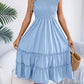 Casual Sleeveless Ruched Waistline Flounce Maxi Dress