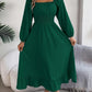 Elegant Casual Ruffled Solid Color Square Collar Large Swing Dress