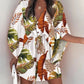 Women's V-Neck Tie Printed Beach Dress