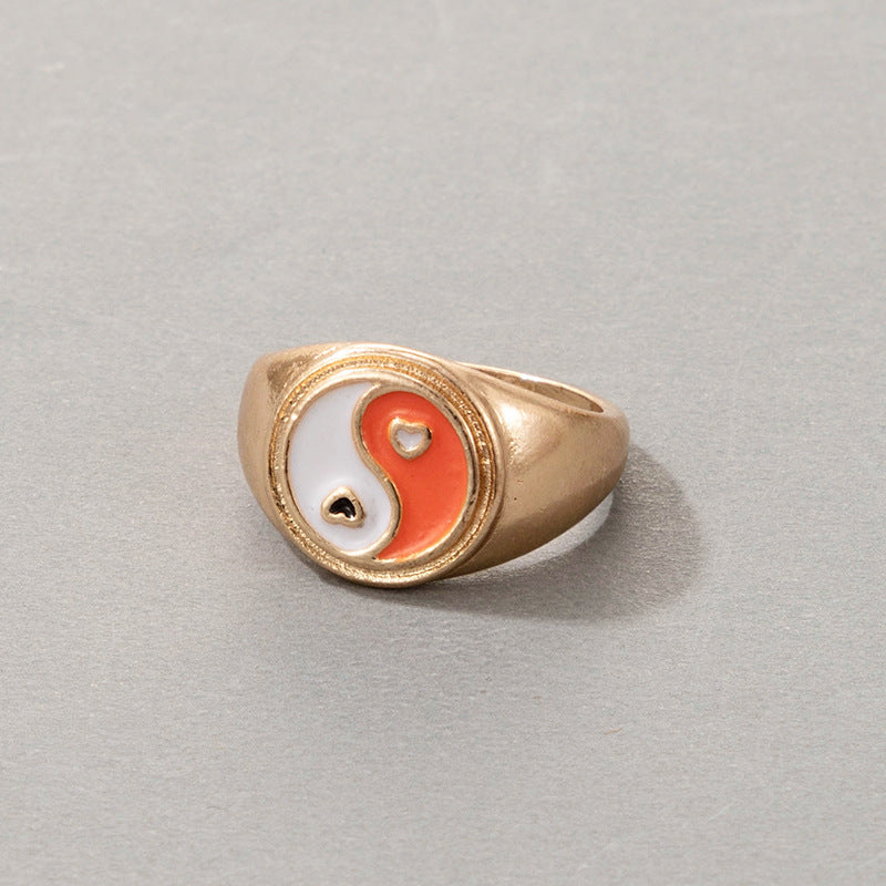 Cute Cartoon Dripping Oil Ins Wind Color Multi-element Single Ring