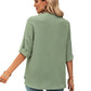 Spring And Summer Women's Clothing Fashion Solid Color Loose V-neck 34 Sleeves Top