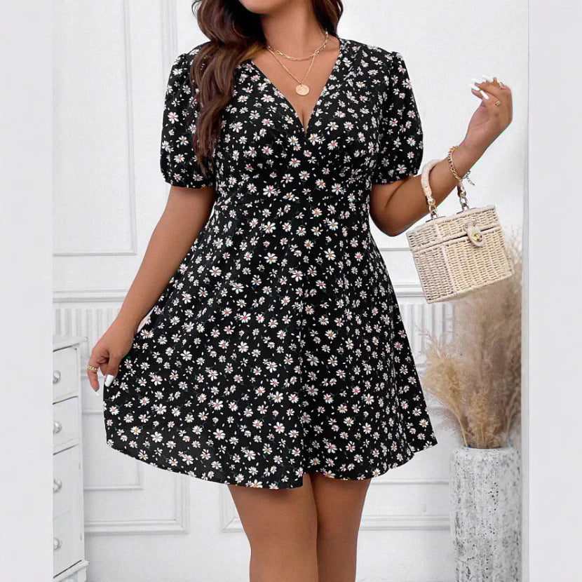Loose Casual Waist-cinched Dress With Lantern Sleeves