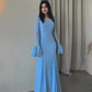 Autumn Square Collar Bell Sleeve Temperament Dress