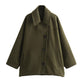 French Coat Fashion Polo Collar Blended Short Cape Sleeve Coat