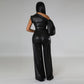 Autumn And Winter New Wide-leg Pants Solid Color Evening Dress Jumpsuit
