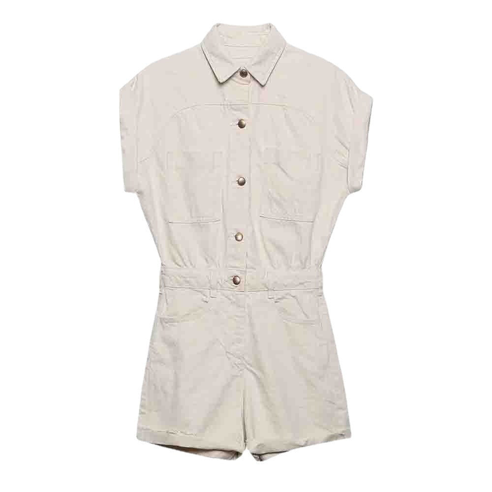 Summer Commute Women's Short Denim Jumpsuit