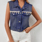 Fashion Casual Tassel Single Breasted Denim Short Vest