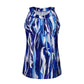 One Button Elegance Sleeveless Round Neck Printed Top