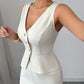 Solid Color Sleeveless Slim Fit Vest High Waist Trousers Two-piece Set