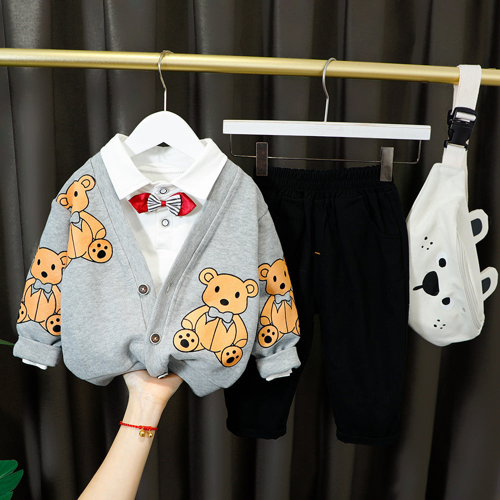 Costume garçon simple et tendance à imprimé ours