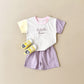 Girls' Stitching Casual Short-sleeved Two-piece Suit