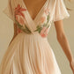 Women's V-neck Short-sleeved Digital Printing Positioning Long Dress