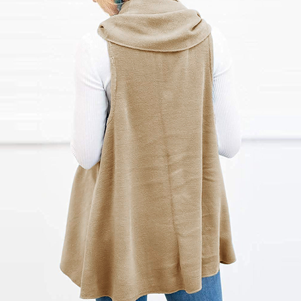 Fashionable Sleeveless Solid Color Cashmere Vest Women