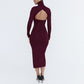 Slim-fit Deep Cerise Split Mid-length Dress
