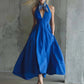 Womens Retro Sleeveless Tie-Waist A-Line Midi Dress With V-Neck