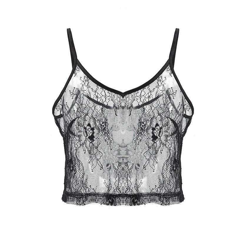 See-through Black Camisole Small Vest For Women